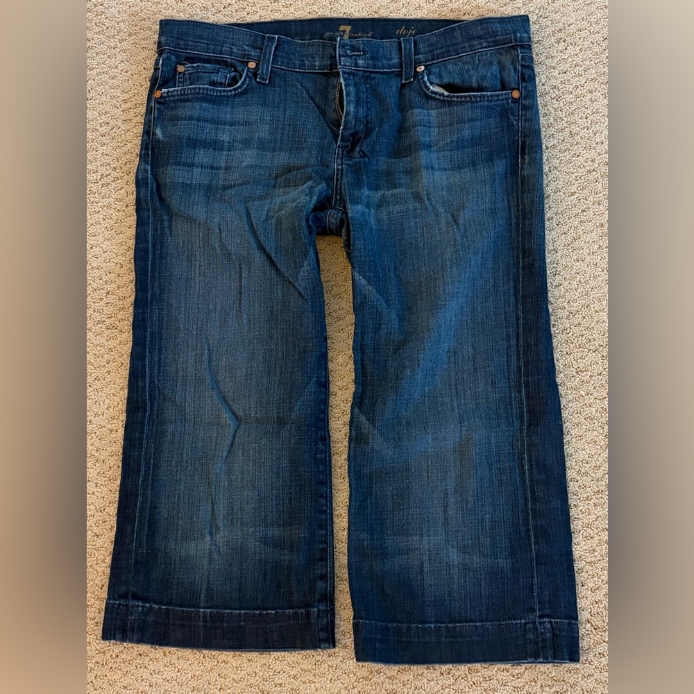 7 For All Mankind Indigo Cropped Denim Jeans